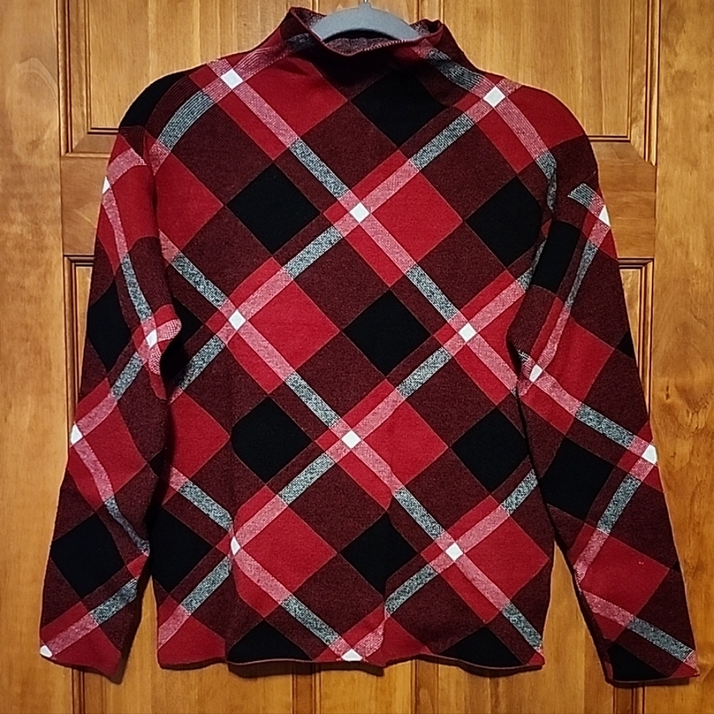 Rachel Zoe Red Plaid Soft Medium Weight Long Sleeve Top Sz S- NWOT